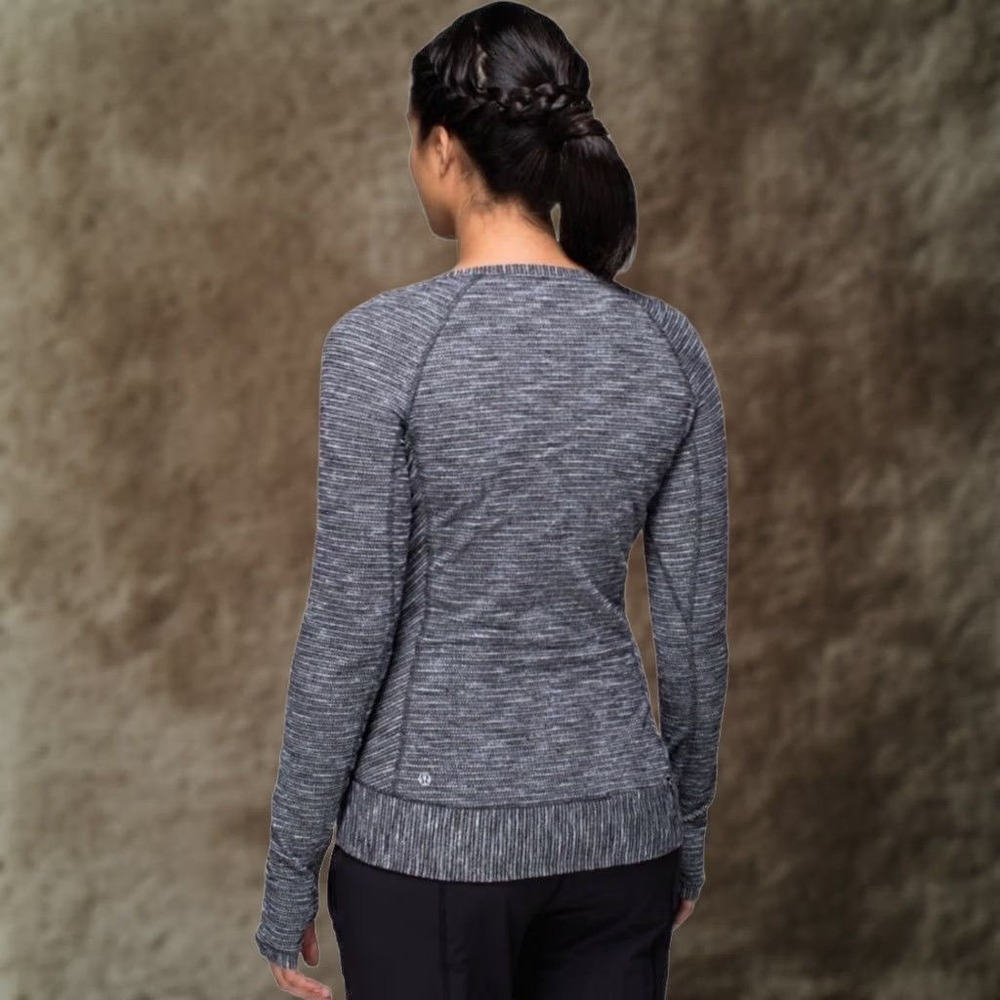 Lululemon Race Your Pace Long Sleeve Running Shirt Gray Space Dye Size 6 - Picture 2 of 8